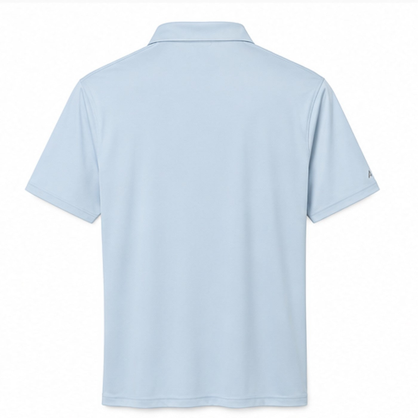 Light blue BM golf polo, back view